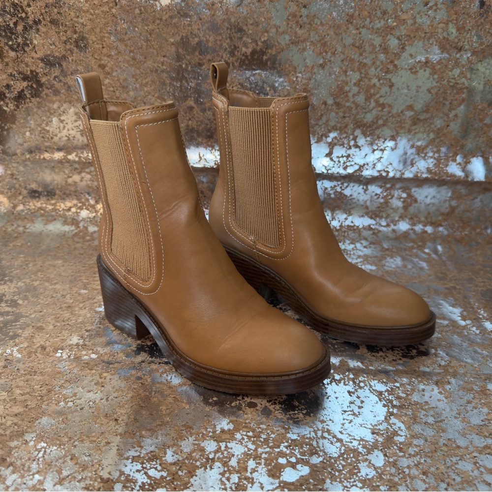 Bandolino Tan Leather Ankle Boots - Picture 5 of 8